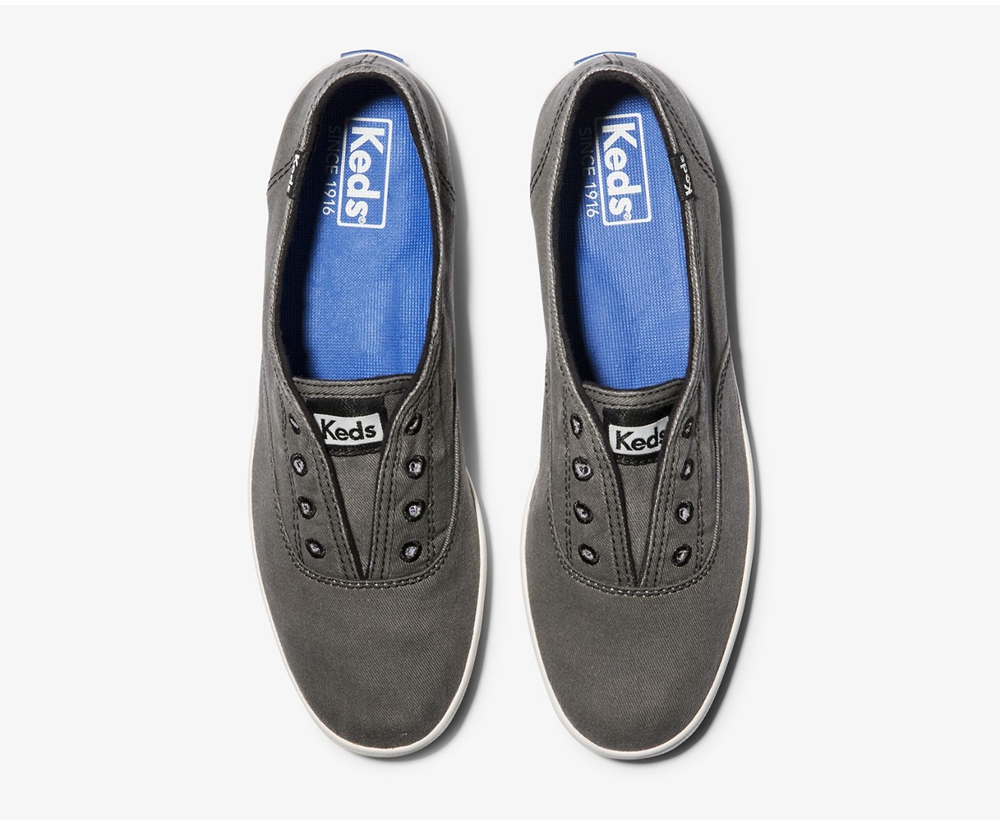 Keds Slip Ons Dark Grey - Chillax Seasonal Washable - Womens GCMDYJ-368